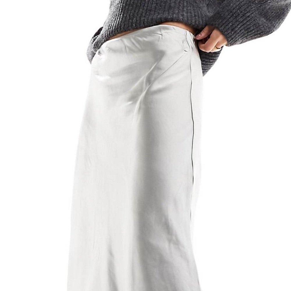 Mango Cream Maxi Slip Skirt with Slit